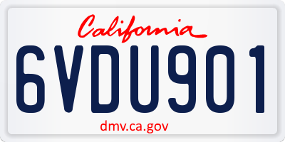 CA license plate 6VDU901