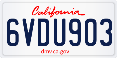 CA license plate 6VDU903