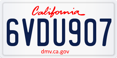 CA license plate 6VDU907