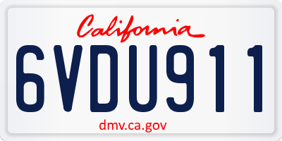 CA license plate 6VDU911