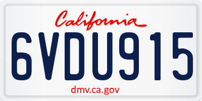 CA license plate 6VDU915