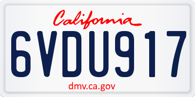 CA license plate 6VDU917