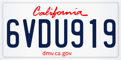 CA license plate 6VDU919