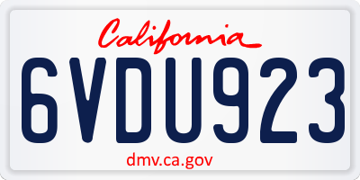 CA license plate 6VDU923