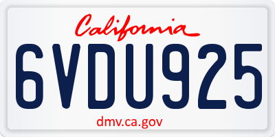 CA license plate 6VDU925