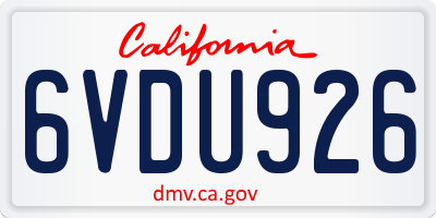CA license plate 6VDU926