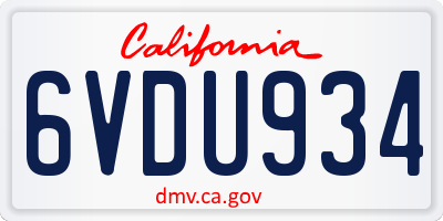 CA license plate 6VDU934