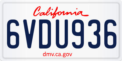 CA license plate 6VDU936