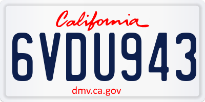 CA license plate 6VDU943