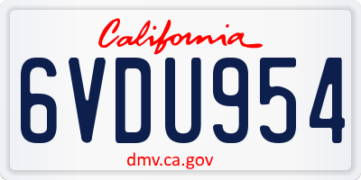 CA license plate 6VDU954