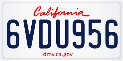 CA license plate 6VDU956