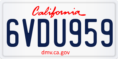 CA license plate 6VDU959