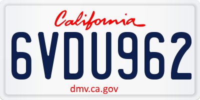 CA license plate 6VDU962