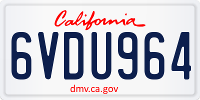 CA license plate 6VDU964