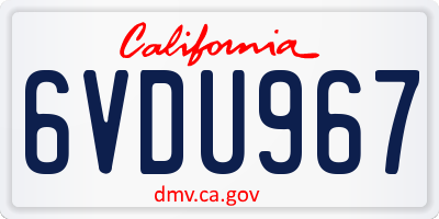 CA license plate 6VDU967