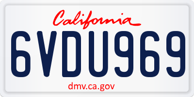 CA license plate 6VDU969