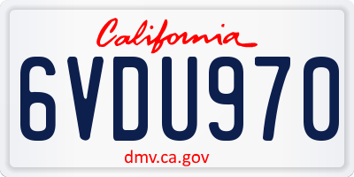 CA license plate 6VDU970