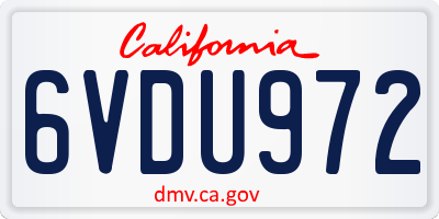 CA license plate 6VDU972