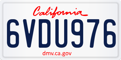 CA license plate 6VDU976
