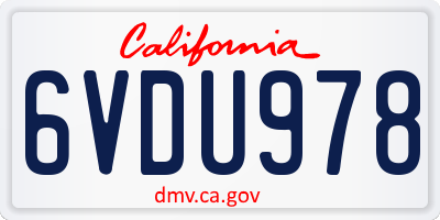 CA license plate 6VDU978