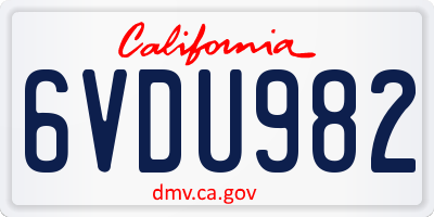 CA license plate 6VDU982