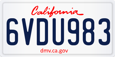 CA license plate 6VDU983