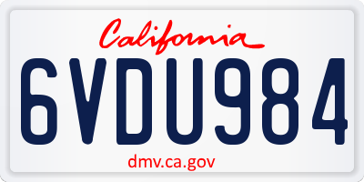 CA license plate 6VDU984