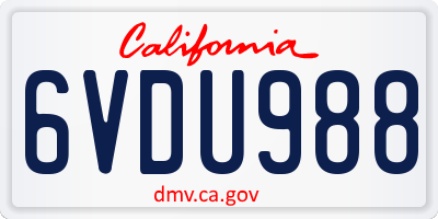 CA license plate 6VDU988