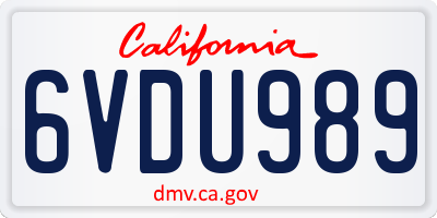 CA license plate 6VDU989