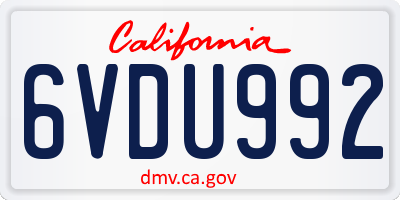 CA license plate 6VDU992
