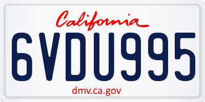 CA license plate 6VDU995