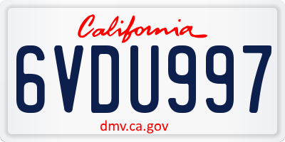 CA license plate 6VDU997