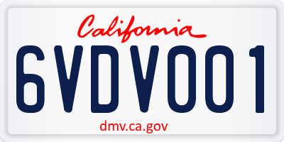 CA license plate 6VDV001
