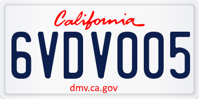 CA license plate 6VDV005