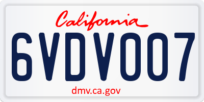 CA license plate 6VDV007