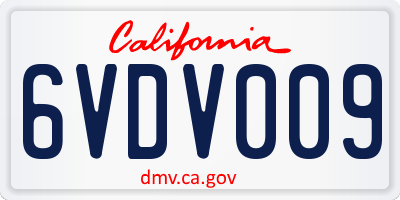 CA license plate 6VDV009