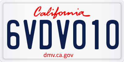 CA license plate 6VDV010