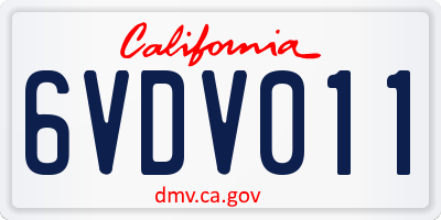 CA license plate 6VDV011