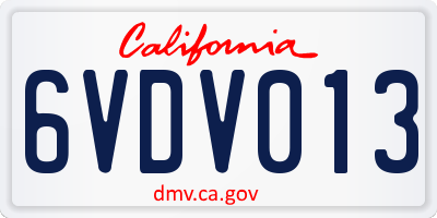 CA license plate 6VDV013
