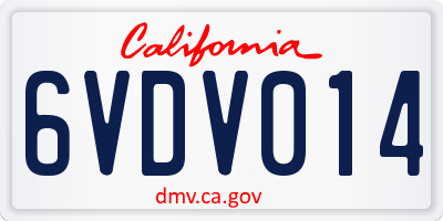 CA license plate 6VDV014