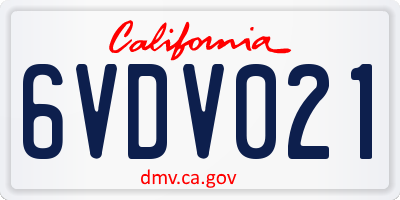 CA license plate 6VDV021