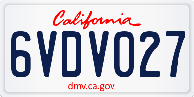 CA license plate 6VDV027