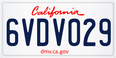 CA license plate 6VDV029