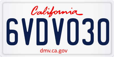 CA license plate 6VDV030