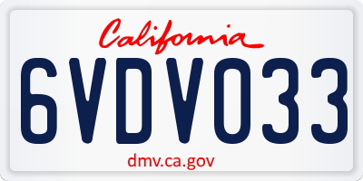 CA license plate 6VDV033