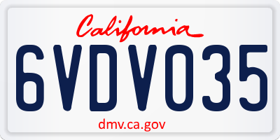 CA license plate 6VDV035