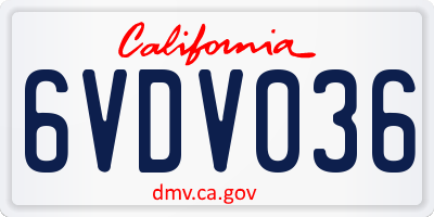 CA license plate 6VDV036