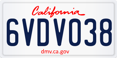 CA license plate 6VDV038