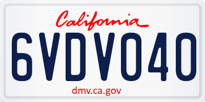 CA license plate 6VDV040