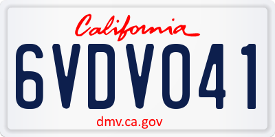 CA license plate 6VDV041